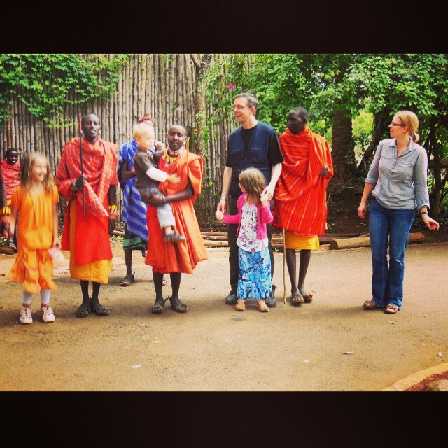 the Wiedrick family dancing with the Masai in Nairobi