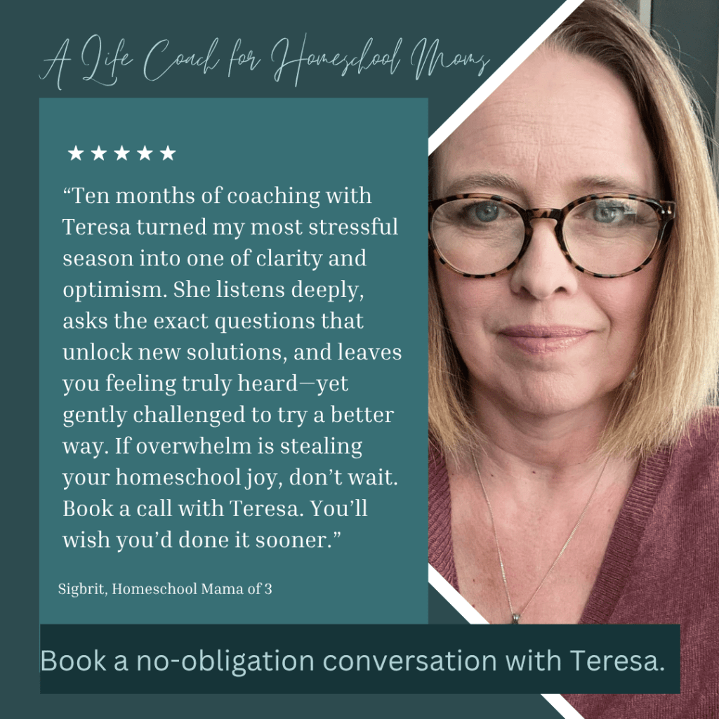 Sigbrit testimonial of homeschool life coaching with Teresa Wiedrick