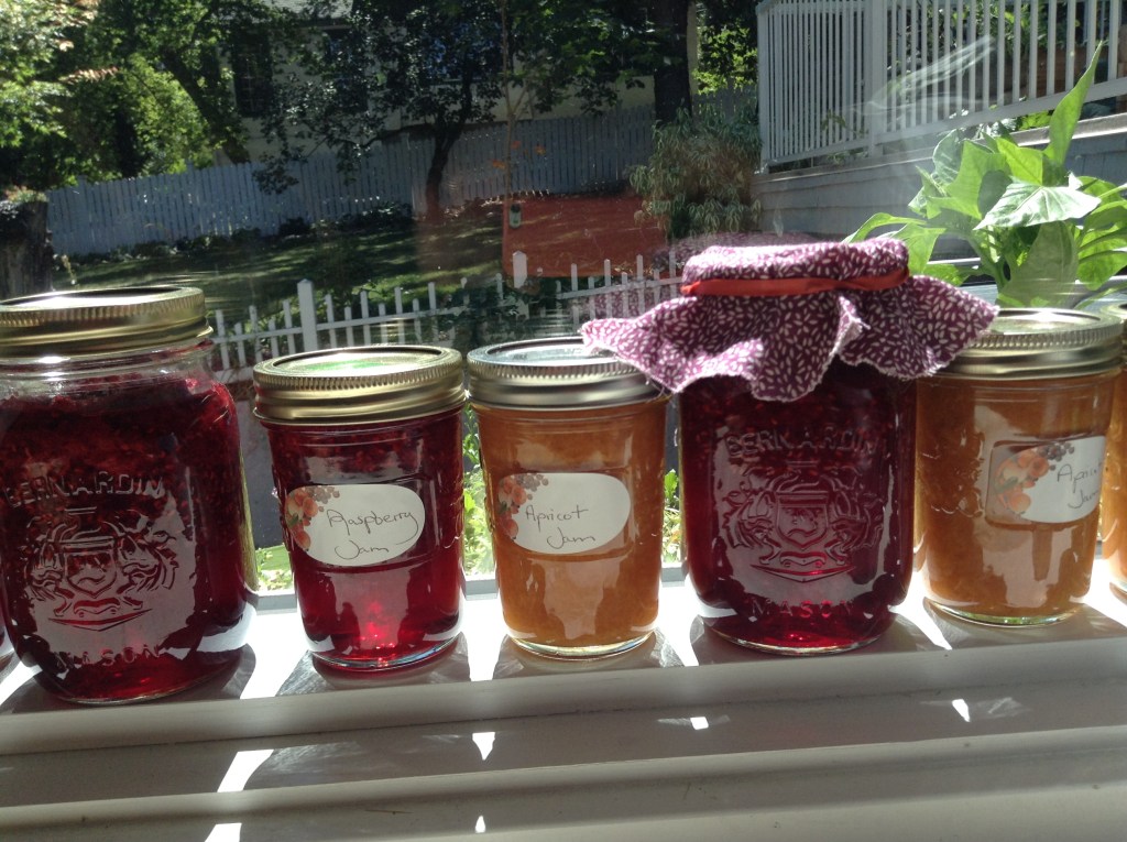 a variety of fruit jams I made from my orchard
