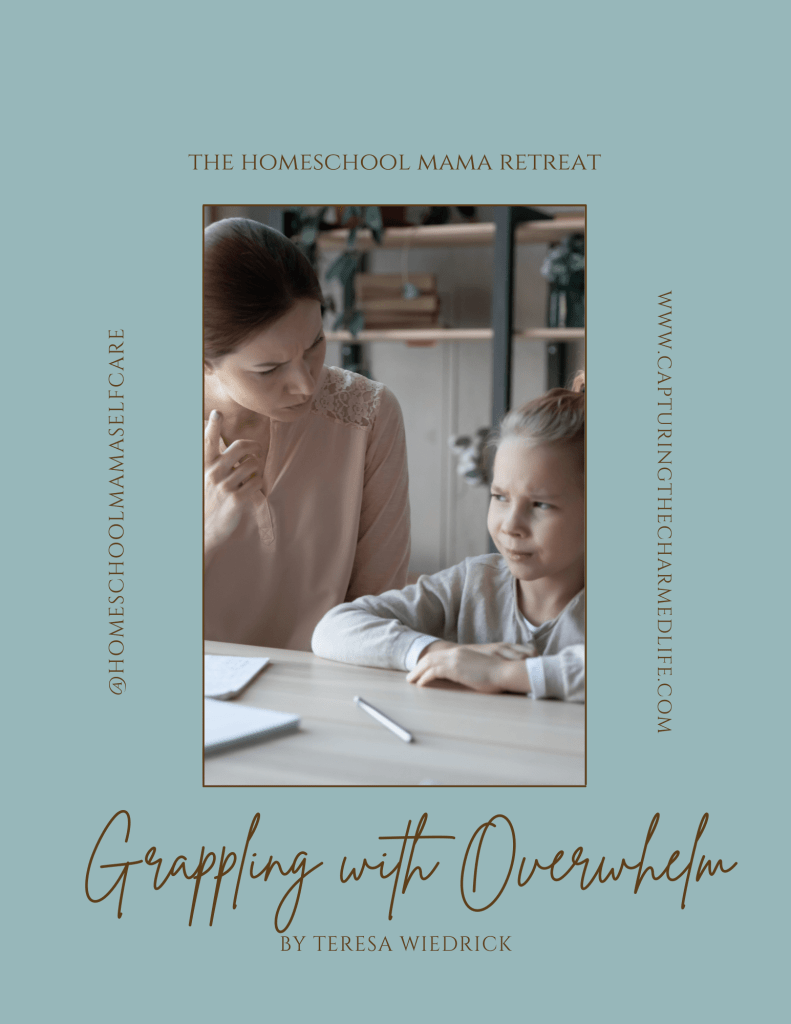 the Grappling with Overwhelm journaling workbook, a homeschool mama resource for you to overcome overwhelm in your homeschool & life