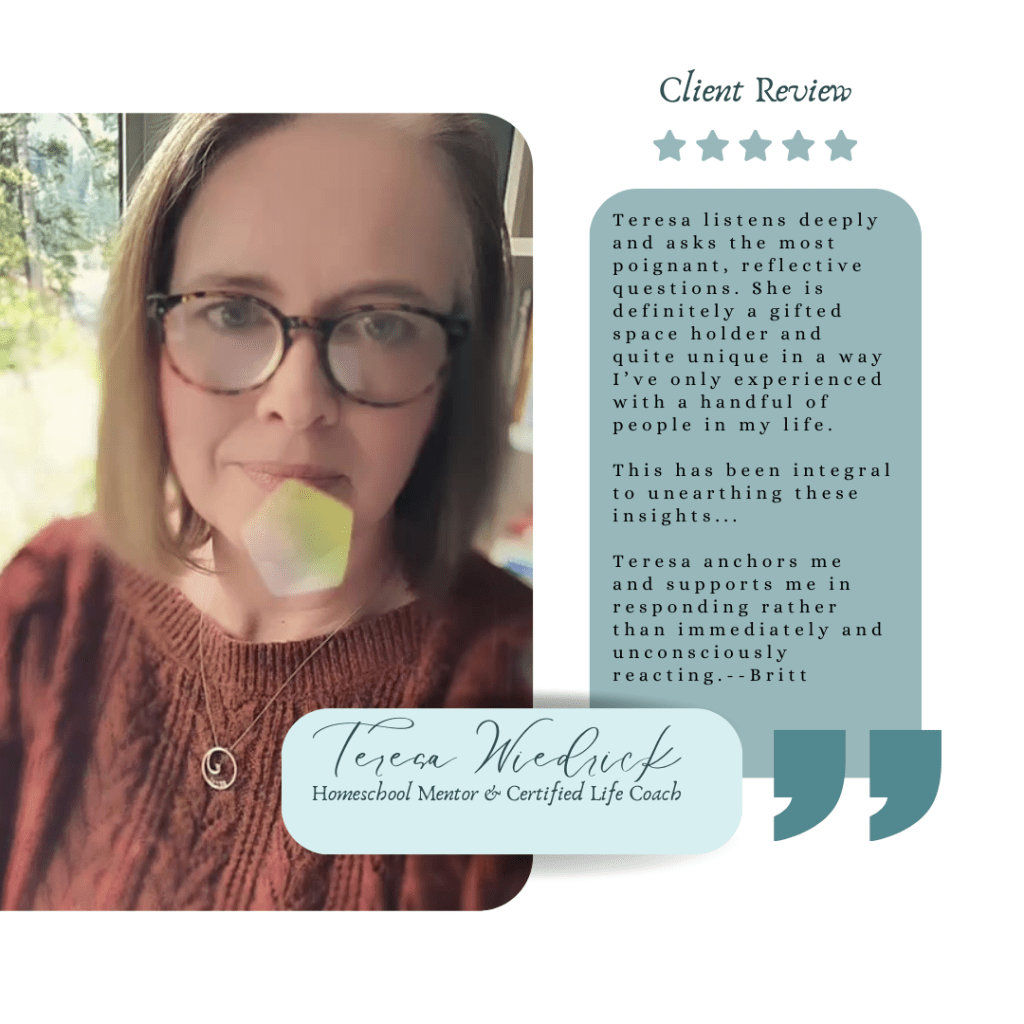 Book a no-obligation conversation to learn more about coaching with the Homeschool Life Coach at https://calendly.com/teresawiedrick/coaching-consultation