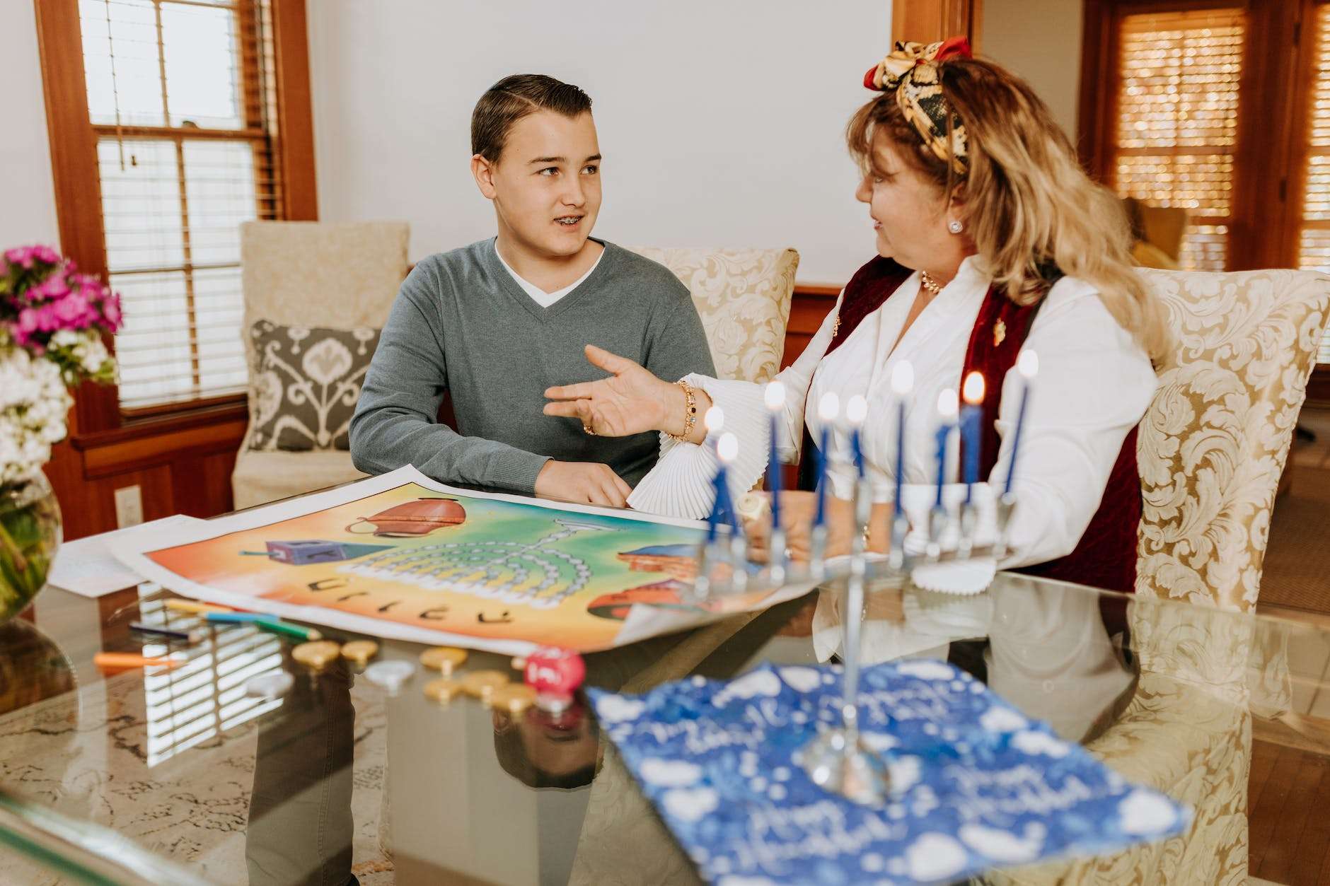 photo of mother talking to her son: creating a homeschool vision statement
