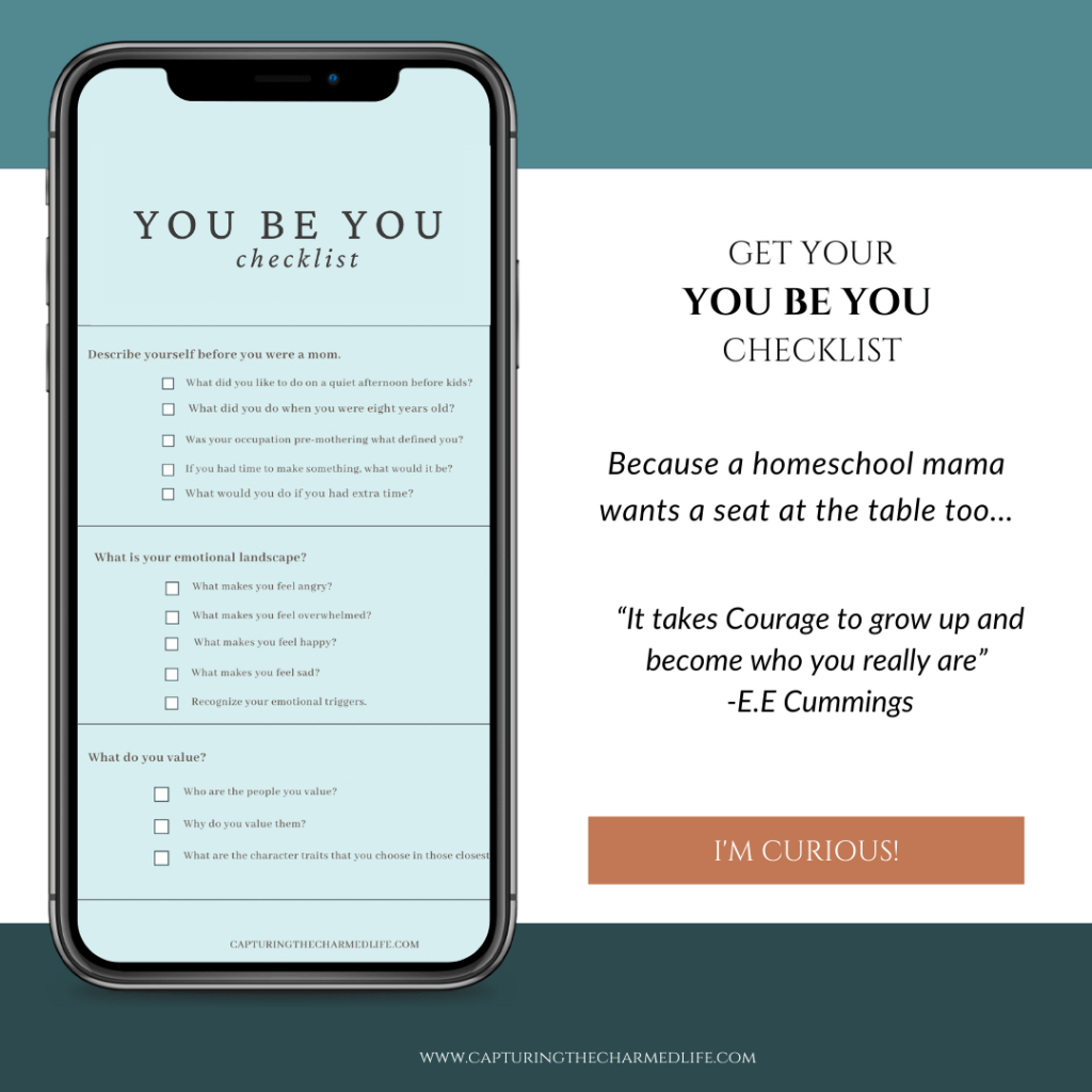Grab your You Be You Checklist for Homeschool Moms--healing through the homeschool mom