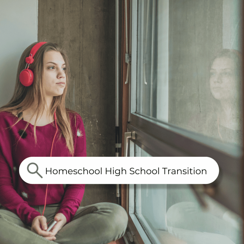 Adjusting to the homeschool high school transition for homeschool moms--a teenager sitting on her bed looking out the window considering her life