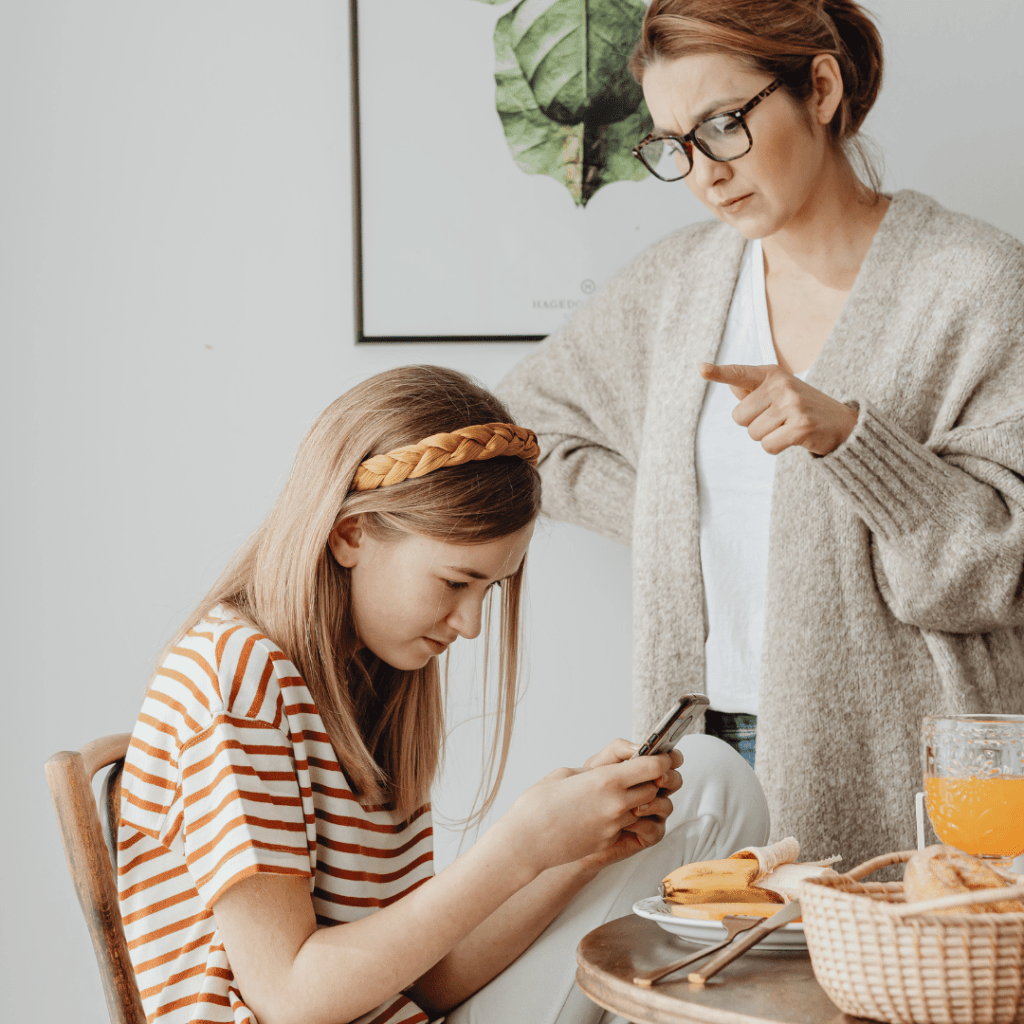 ADHD homeschool mom helping daughter with lessons