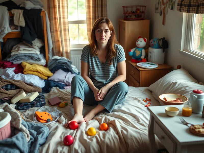 A perfectionistic homeschool mom holding her child — a tender moment of presence that becomes possible when she finally lets go of proving herself.